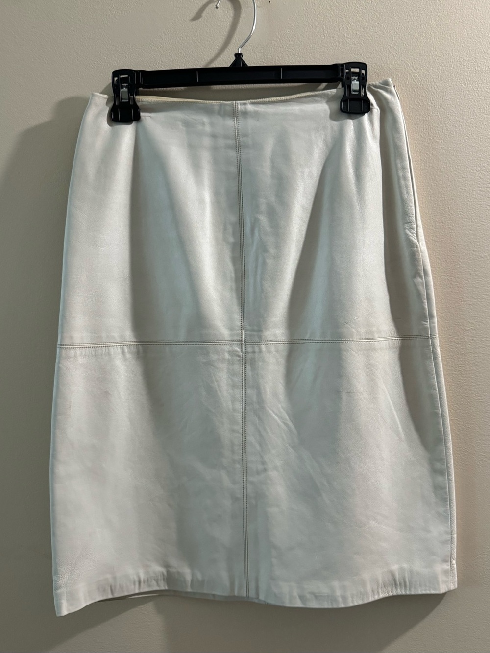 White Leather Midi Skirt